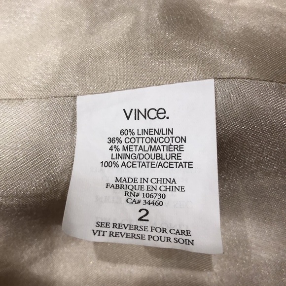 Vince.  Linen Blend Beige Blazer Jacket - Picture 8 of 9